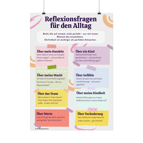 Reflexionsfragen für den Pädagogischen Alltag - Poster